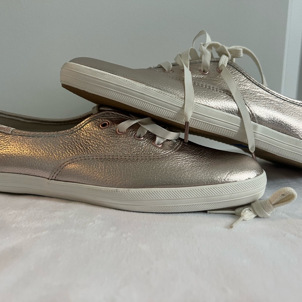 Kate Spade Rose Gold Sneakers with Metallic Finish
